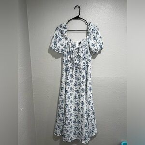 Blue and white floral dress